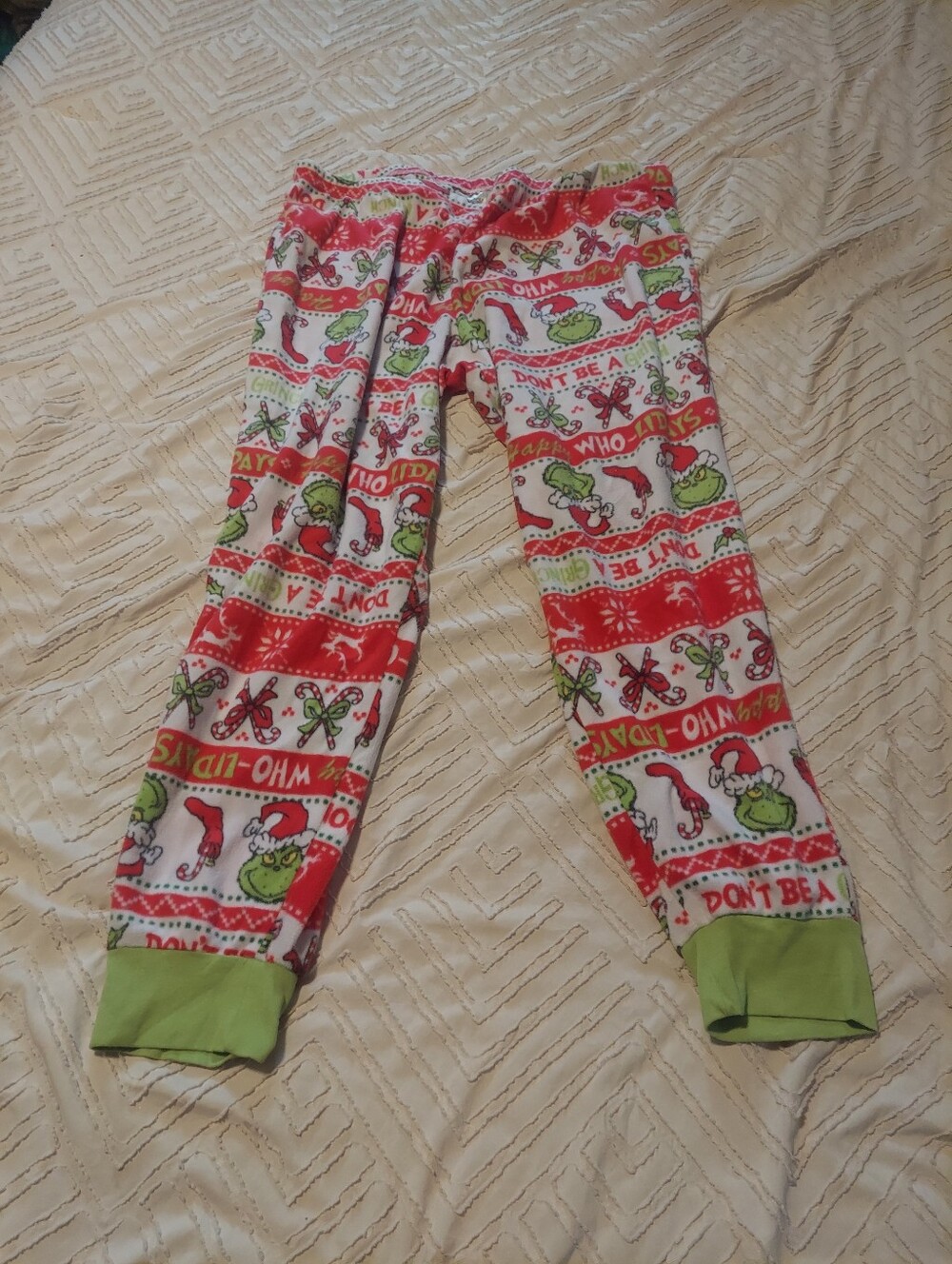 Dr Seuss The Grinch Fleece Pajama Pants Womens 2X 18W-20W Christmas Joggers Cuff